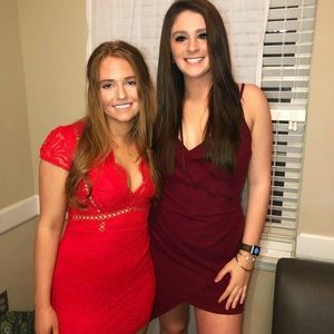 maroon short cocktail dress